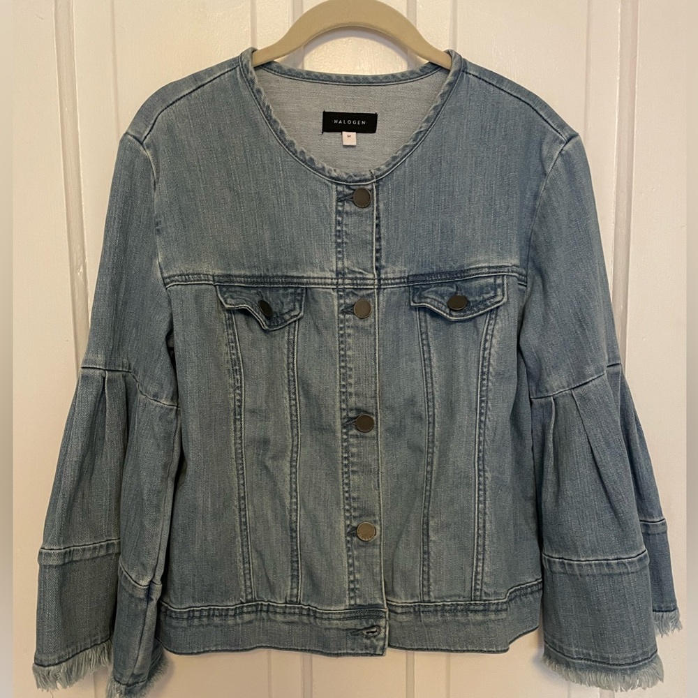 Halogen jean jacket with bell sleeves size M